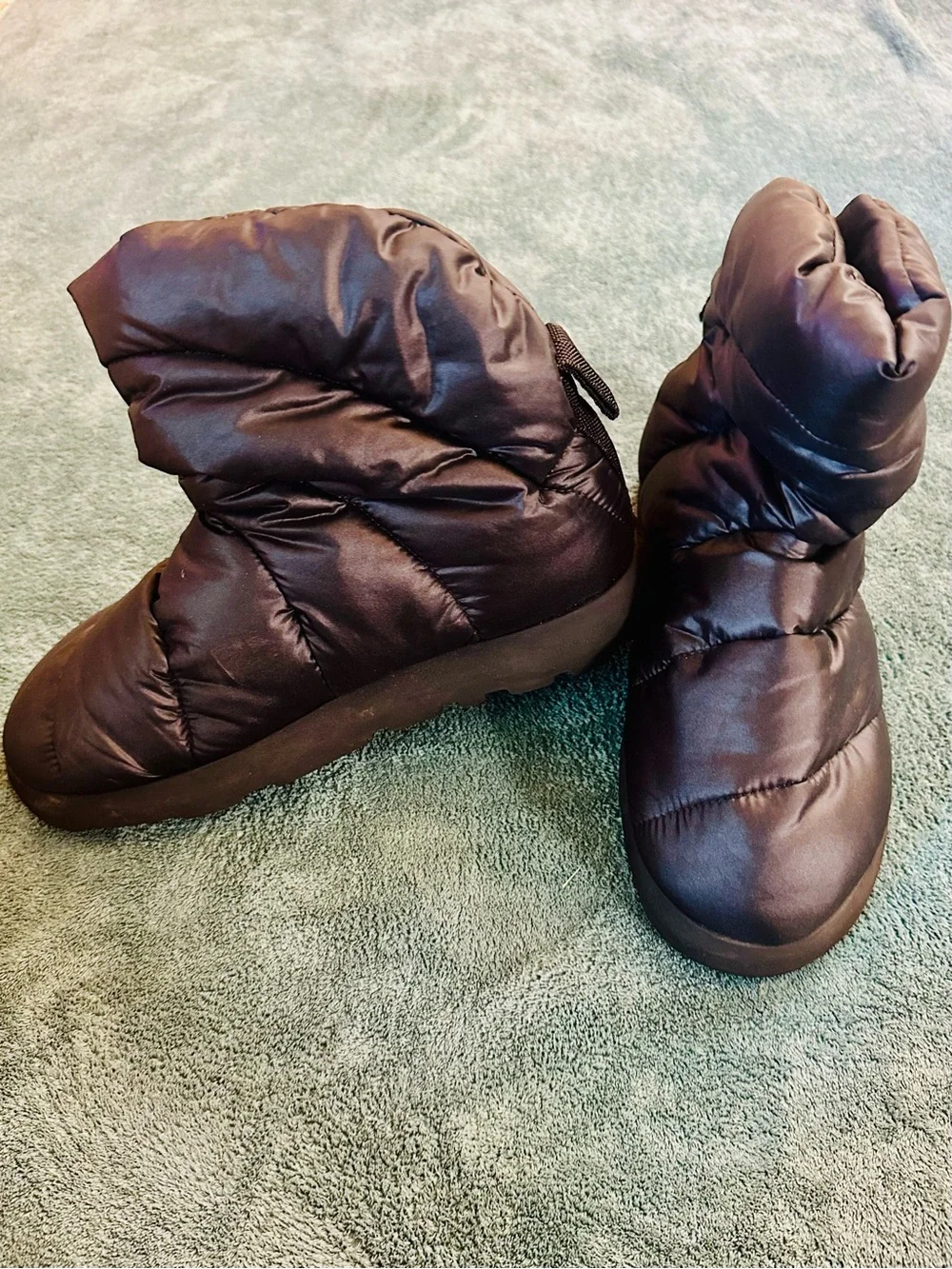 Black Puffer Snow Boots Quilted Winter Boots Chunky Platform Size 38
